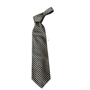 BAUMLER Men's Fashion Necktie Navy Gray Woven Silk 57"x3.75"